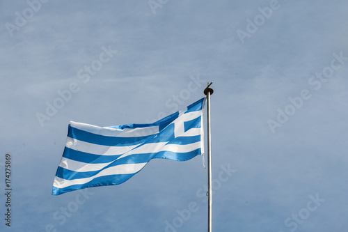 Greek flag on a flagpole