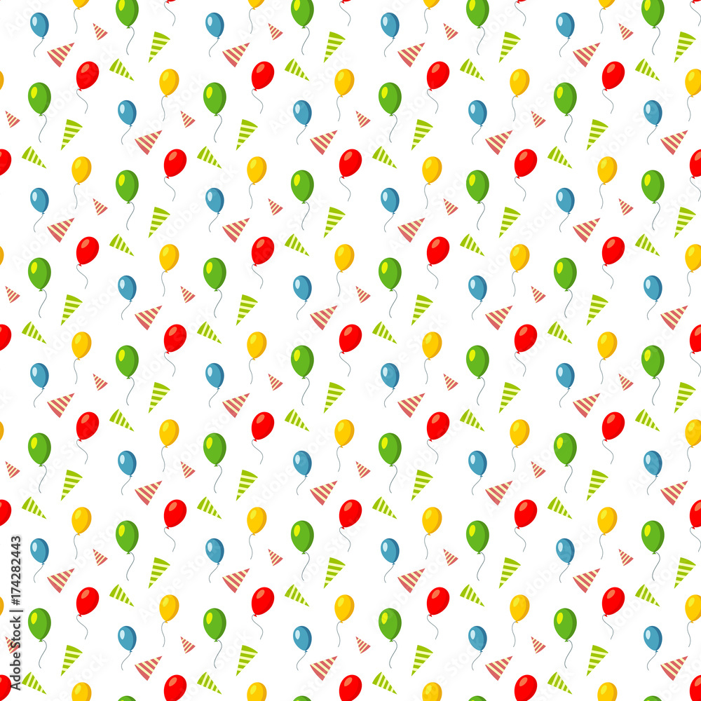 Fototapeta premium Birthday seamless pattern - colorful balloons seamles background