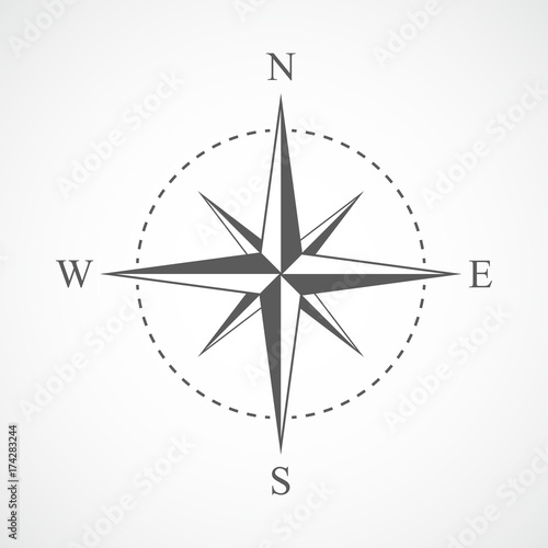 Gray compass icon. Vector illustration.