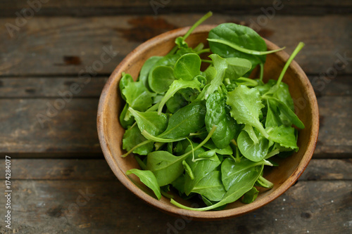 Green salad leaves