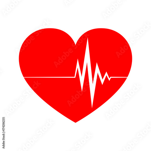 Heart with heartbeat sign. Vector illustration.