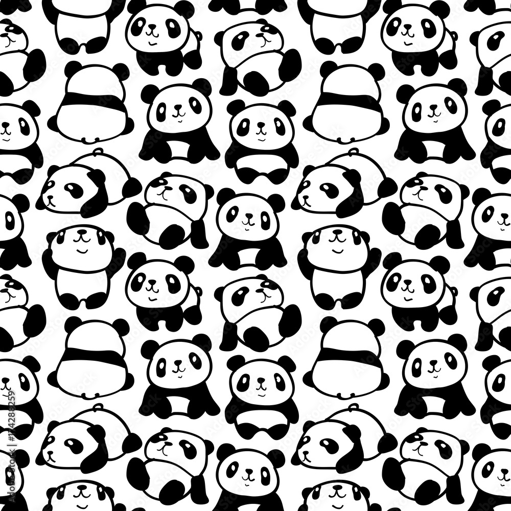 Obraz premium Wzór z wizerunkiem pandy. Ilustracji wektorowych.