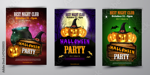 Halloween party flyer with pumpkins