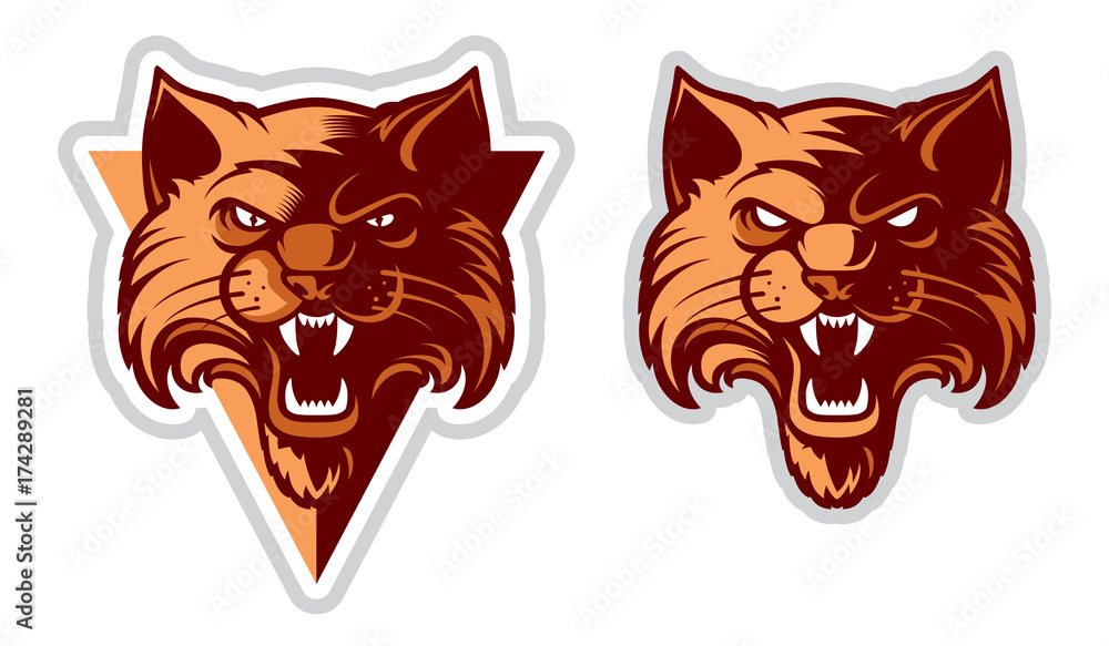 Obraz premium Logo Wildcat / Logotyp Cat Head. Wektor postać z kreskówki. Świetne na emblematy sportowe i maskotki drużyny.