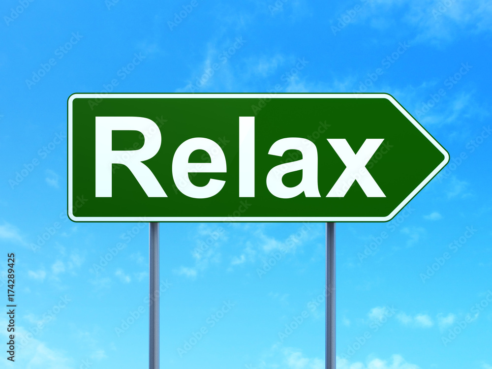 Tourism concept: Relax on road sign background Tourism concept: Relax on road sign background
