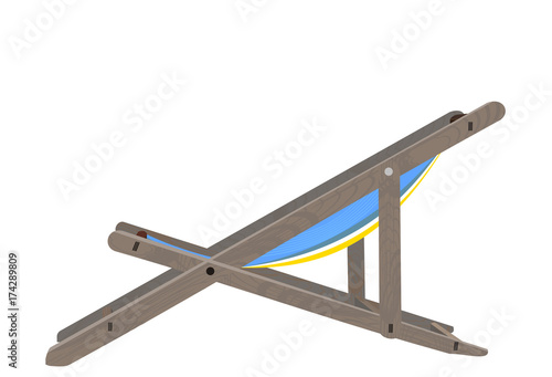 Beach chair with wooden frames and tissue padding