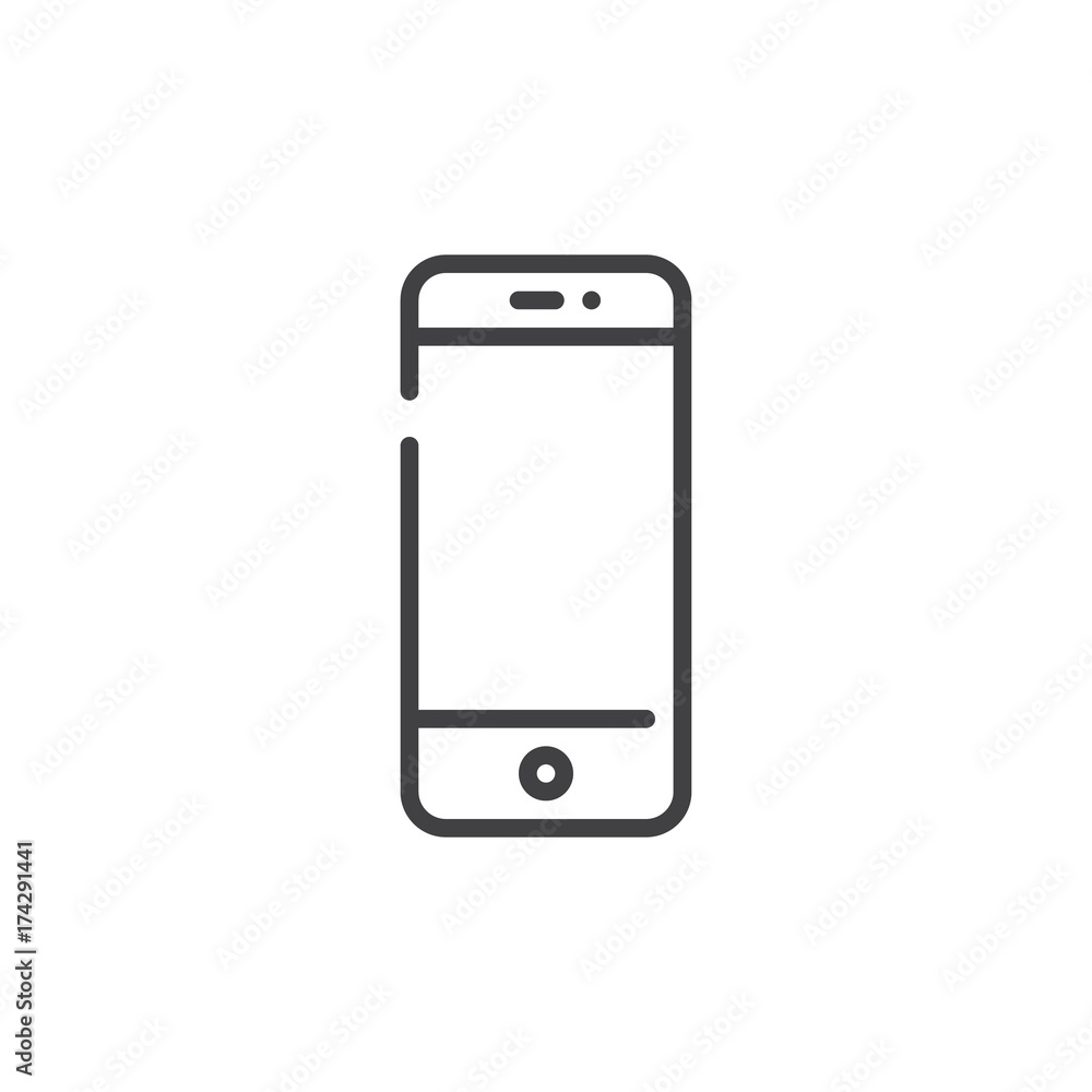 Vecteur Stock Mobile phone or smartphone line icon, outline vector sign,  linear style pictogram isolated on white. Symbol, logo illustration.  Editable stroke | Adobe Stock