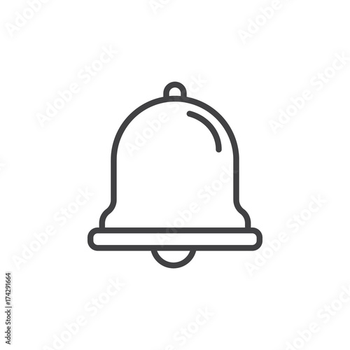 Notification jingle bell line icon, outline vector sign, linear style pictogram isolated on white. Symbol, logo illustration. Editable stroke