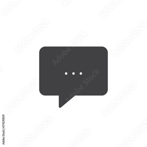 Speech bubble icon vector, filled flat sign, solid pictogram isolated on white. Symbol, logo illustration.