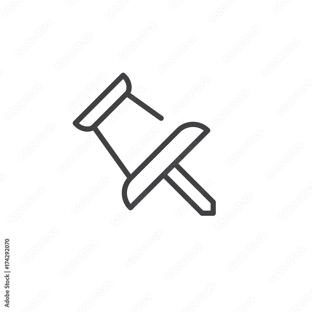 Pin line icon, outline vector sign, linear style pictogram isolated on white. Symbol, logo illustration. Editable stroke Pin line icon, outline vector sign, linear style pictogram isolated on white. Symbol, logo illustration. Editable stroke