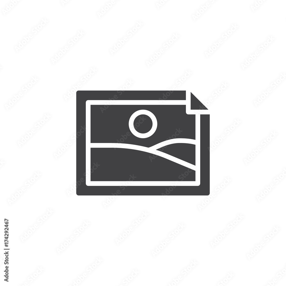 Image picture icon vector, filled flat sign, solid pictogram isolated on white. Landscape photo symbol, logo illustration. Image picture icon vector, filled flat sign, solid pictogram isolated on white. Landscape photo symbol, logo illustration.