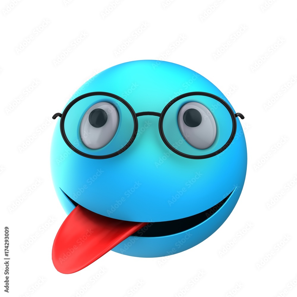 Naklejka premium 3d blue emoticon smile