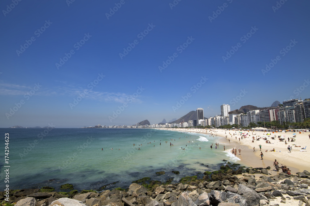 View of copacabana beach in Rio de Janeiro Brazil