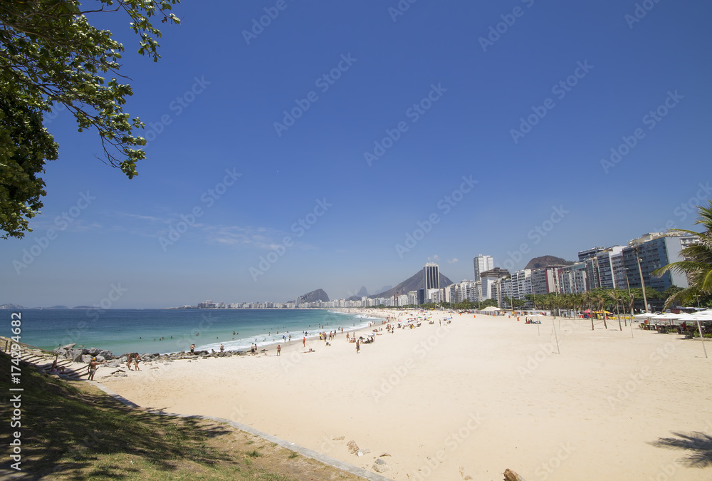 View of Leme beach and Copacabana in Rio de Janeiro Brazil