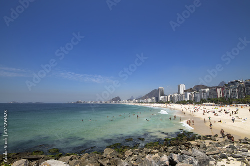 View of copacabana beach in Rio de Janeiro Brazil