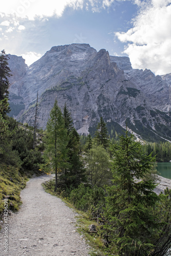 Path around Lake Braies, South Tyrol, Italy