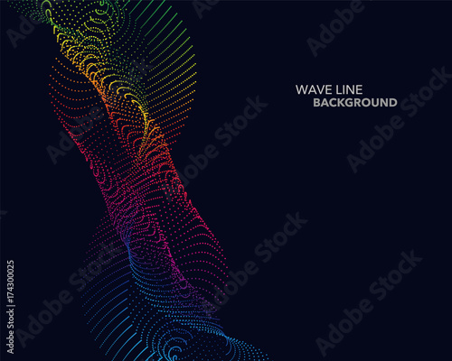 Elegant abstract vector spectrum rainbow gradient wave dot line futuristic style background