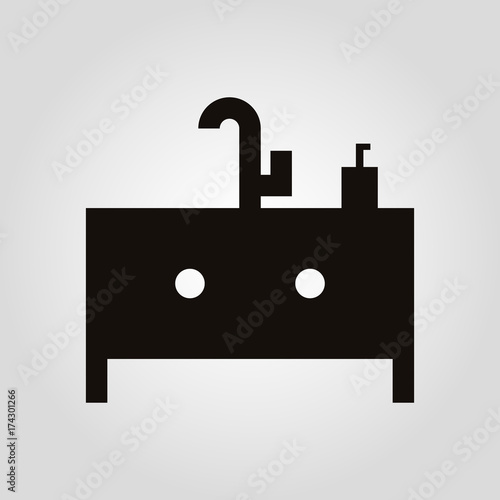 Washbasin or washstand isolated flat vector icon