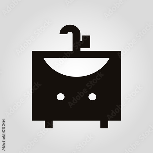 Washbasin or washstand isolated flat vector icon