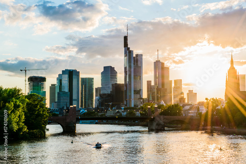 Germany Frankfurt at Main skyline and sunset