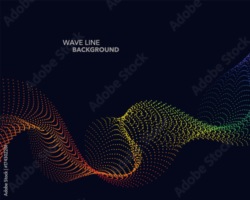 Elegant abstract vector spectrum rainbow gradient wave dot line futuristic style background