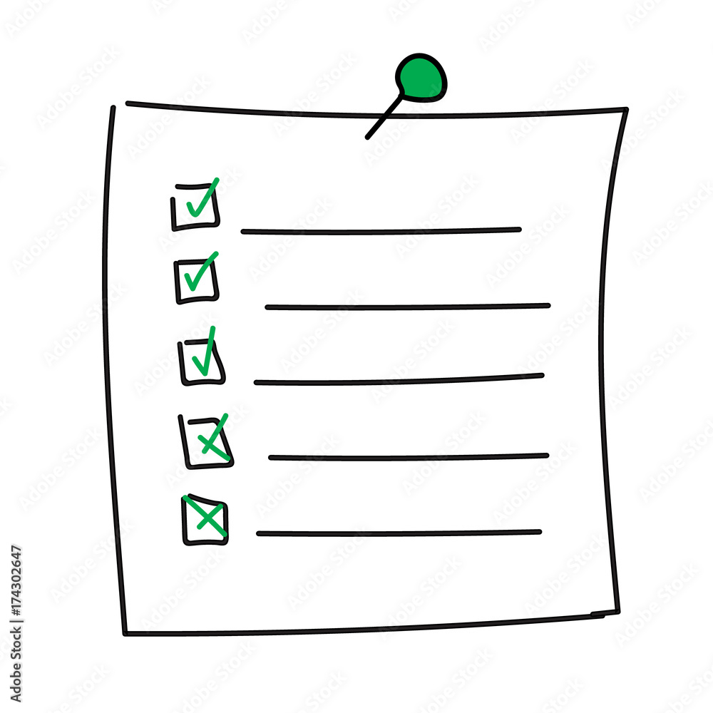 Vector isolated outline hand drawn check to do list, bullet, check mark and check box in a doodle sketch cartoon style. Paper note with task plan with pin. Stock Vector | Adobe Vector isolated outline hand drawn check to do list, bullet, check mark and check box in a doodle sketch cartoon style. Paper note with task plan with pin. Stock Vector | Adobe