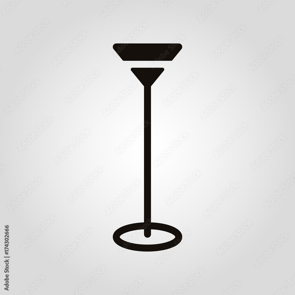 Floor lamp on gray background for cafe, living or bed room. Vector Isolated flat Lamp. Floor lamp on gray background for cafe, living or bed room. Vector Isolated flat Lamp.