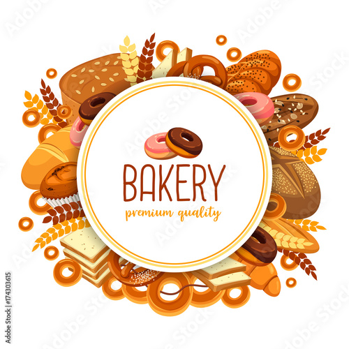 Pastry and bakery food for bakehouse badge photo