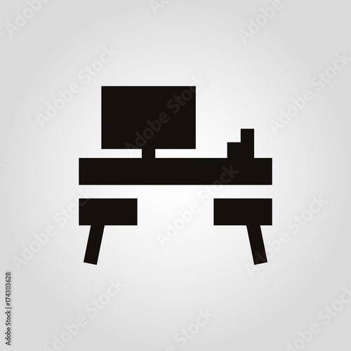 Worktable desk or writing table isolated flat vector icon