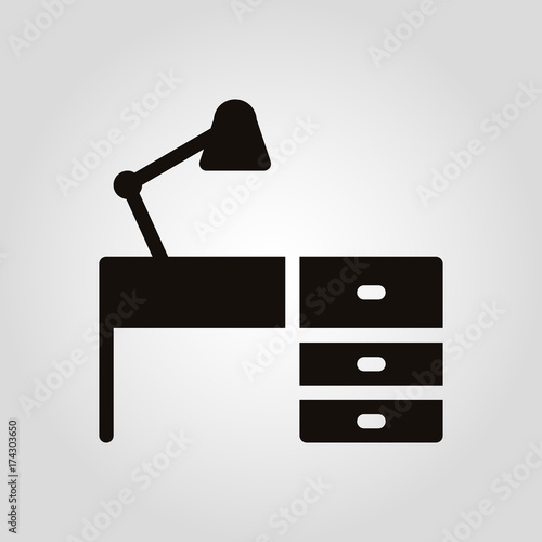 Worktable desk or writing table isolated flat vector icon