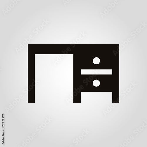 Worktable desk or writing table isolated flat vector icon