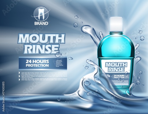 3d mouthwash bottle or realistic 3d container