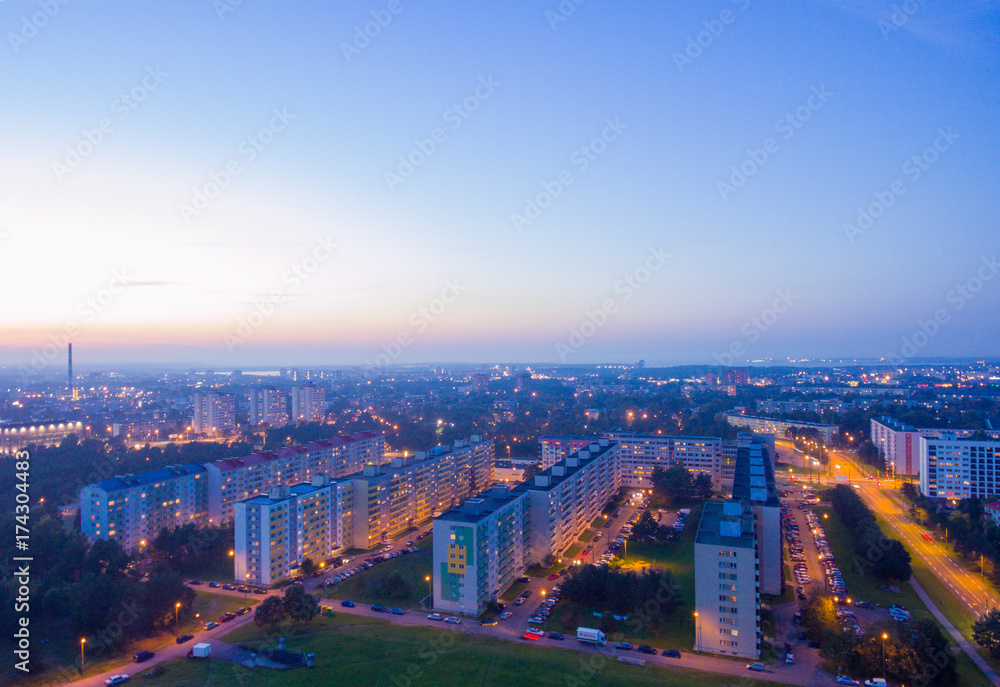 Obraz premium Aerial view Evening of City Tallinn Estonia , District mustamae