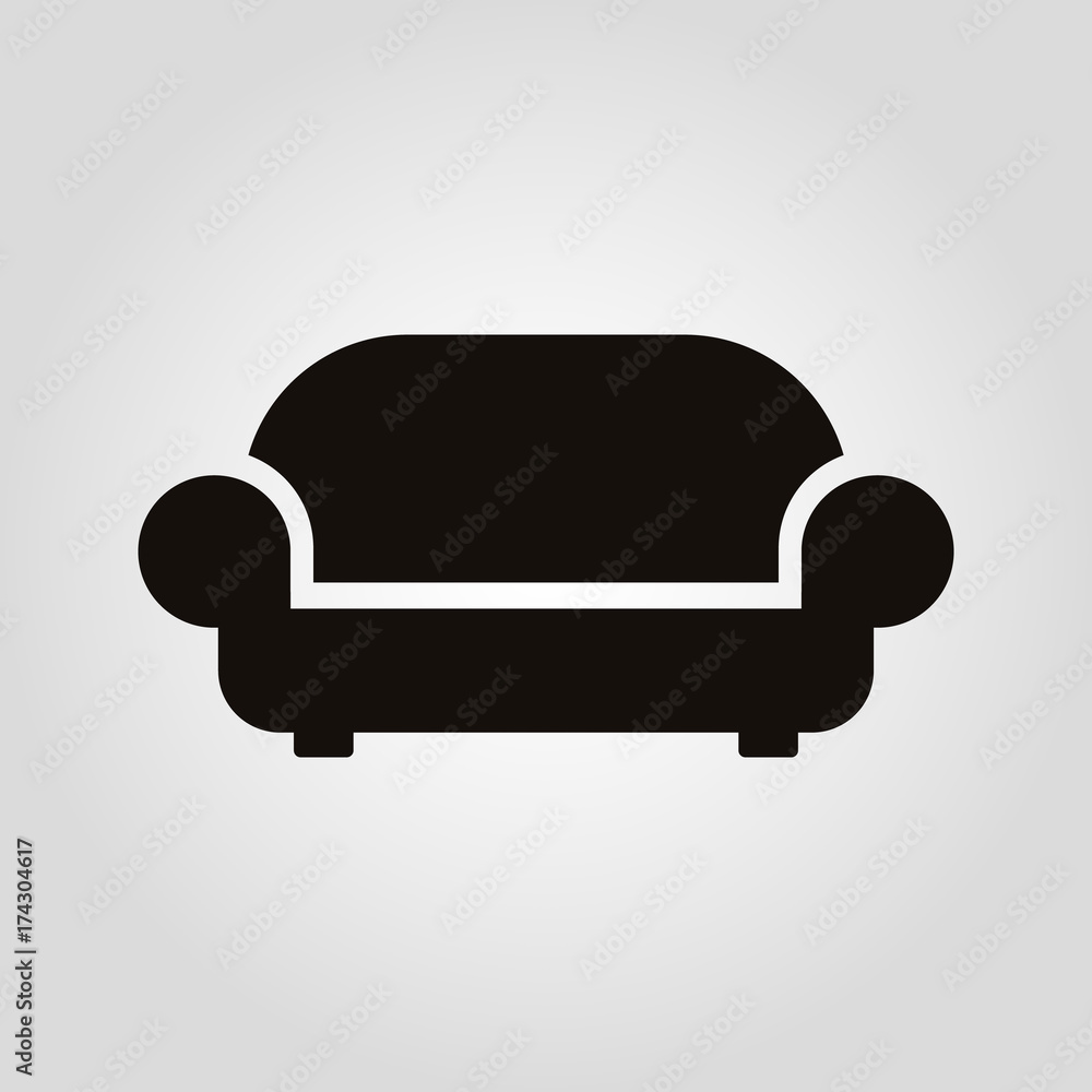 Isolated flat vector armchair, sofa or couch icon Isolated flat vector armchair, sofa or couch icon