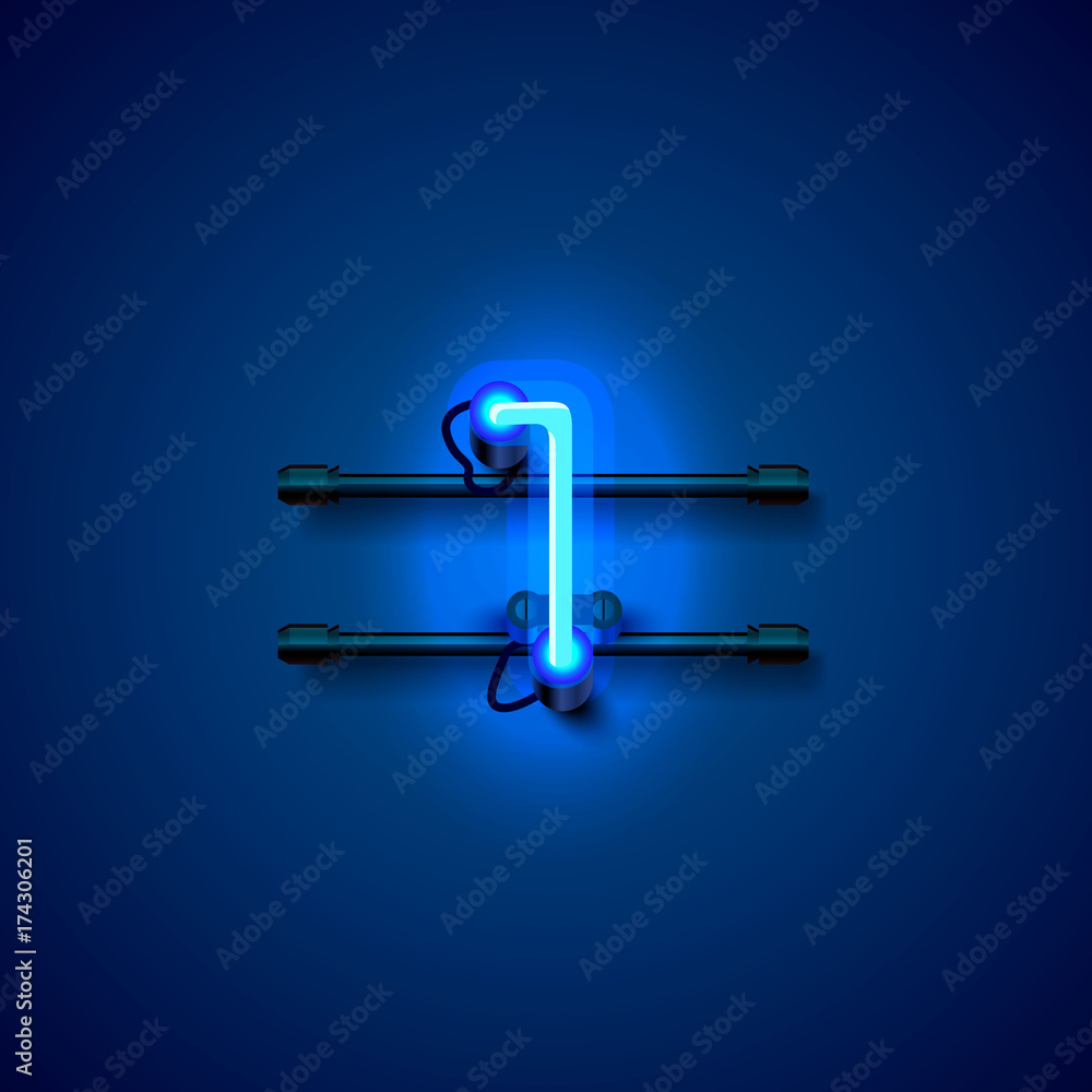 Neon city font sign number 1, signboard one. Vector illustration Neon city font sign number 1, signboard one. Vector illustration