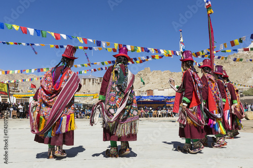 Unidentified artists in Ladakhi costumes at the Ladakh Festival, Leh, India. photo