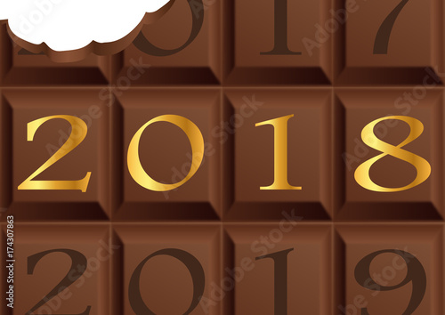 2018 - chocolat - carte de vœux - année - chocolatier - chocolaterie - carré de chocolat