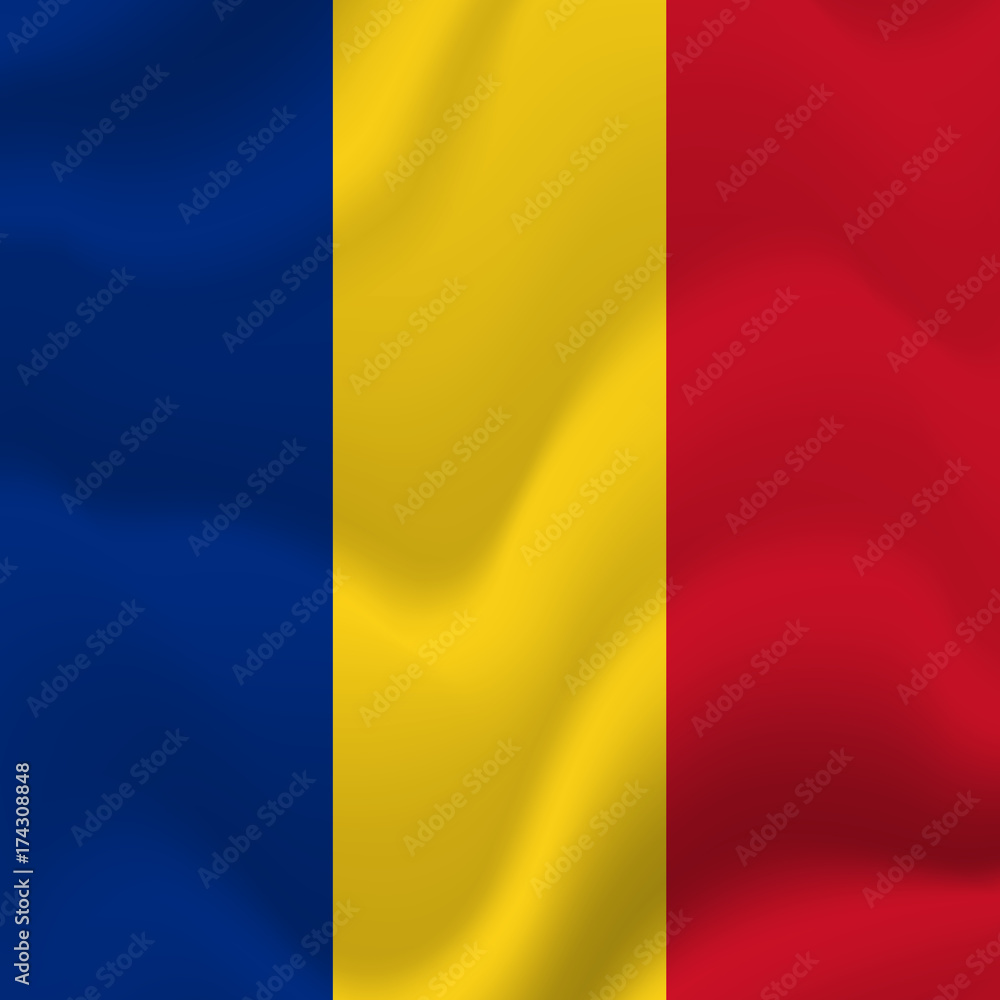 Fototapeta premium Romania waving flag. Vector illustration.