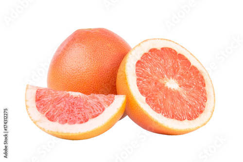 Grapefruit citrus fruit with half isolated on white background