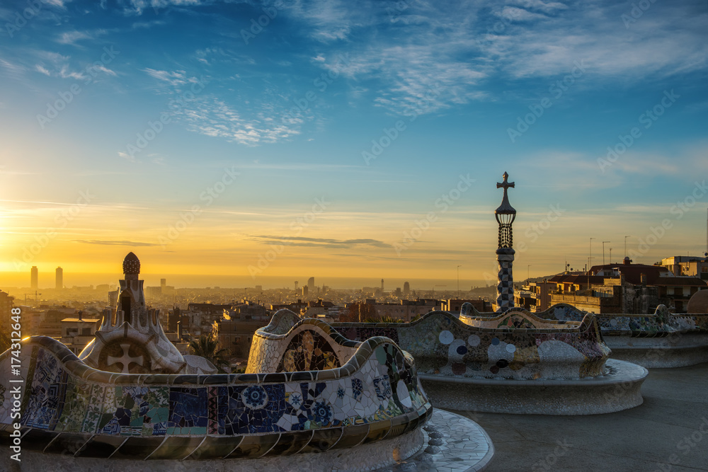 Fototapeta premium Summer Park Guell, Barcelona, Spain