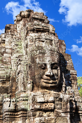 Wat Bayon temple face in Angkor  Cambodia