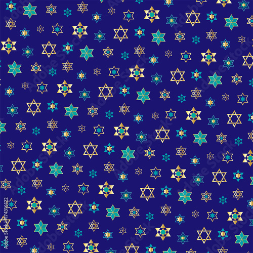 small jewish stars background pattern on blue