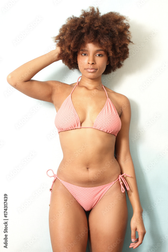 African American woman in bikini confident with her body Stock Photo |  Adobe Stock