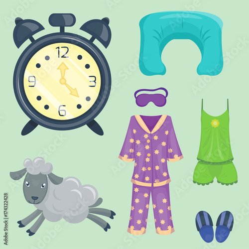 Sleep icons vector illustration set collection nap icon moon relax bedtime night bed time elements.