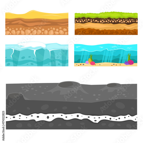 Illustration of cross section of ground agriculture country gardening ground slices land piece nature outdoor vector.