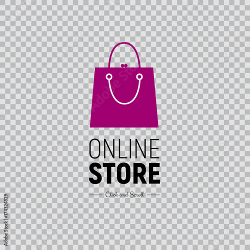 Web banner Online Store with handbag and footwear. Illustration on transparent background.