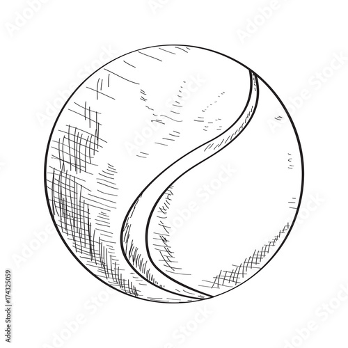 Isolated sketch of a tennis ball, Vector illustration