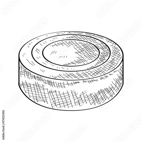 Isolated sketch of a hockey puck, Vector illustration