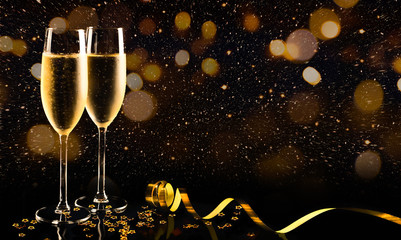 New year celebration with champagne