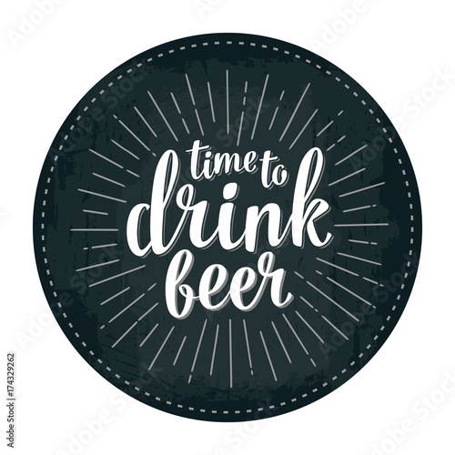 Craft Beer lettering with rays. Vector vintage engraving illustration